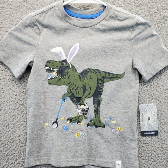 Tommy Bahama Boys Dinosaur Bunny Shirt Size XS 4 Easter Funny Easter Eggs NEW - Picture 1 of 6